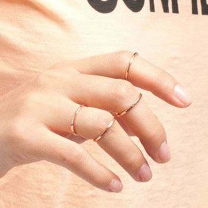 NWT MADE IN NYC Rose Gold Plated Brass Stackable Rings 4 Pcs Size US 6